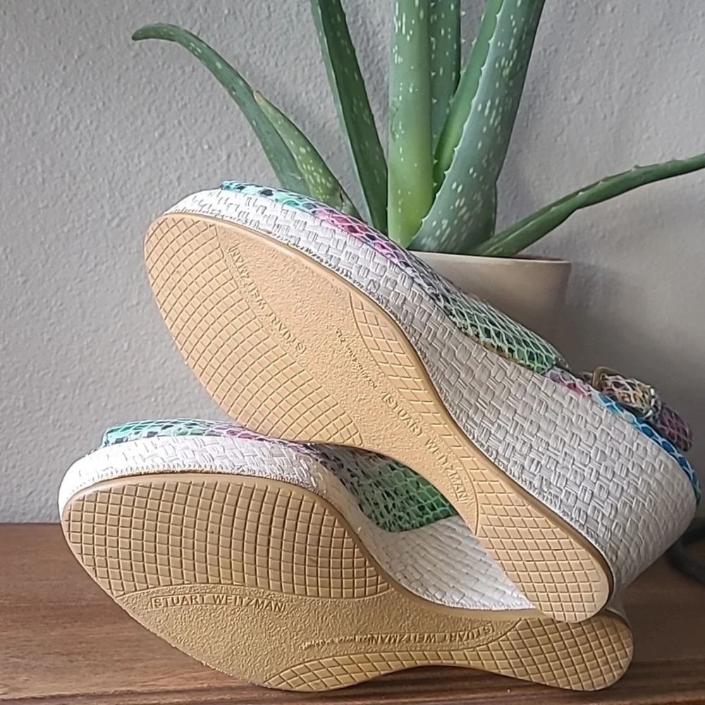 Stewart Weitzman Rainbow colored wedge sandals. Size 7.5